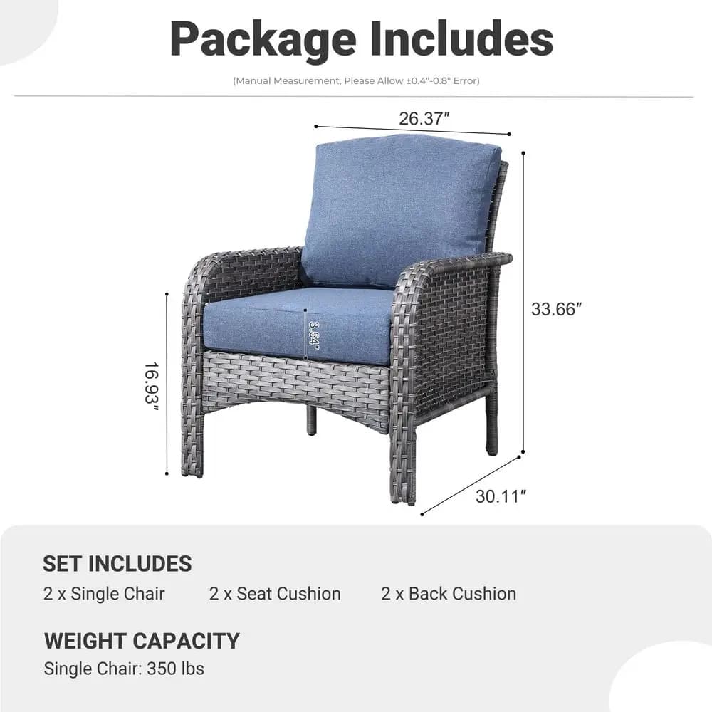 Set di mobili da giardino in 2 pezzi, divano da esterno in vimini con sedie, sedia in rattan con schienale alto e comodi cuscini per veranda, cortile, terrazza, studio