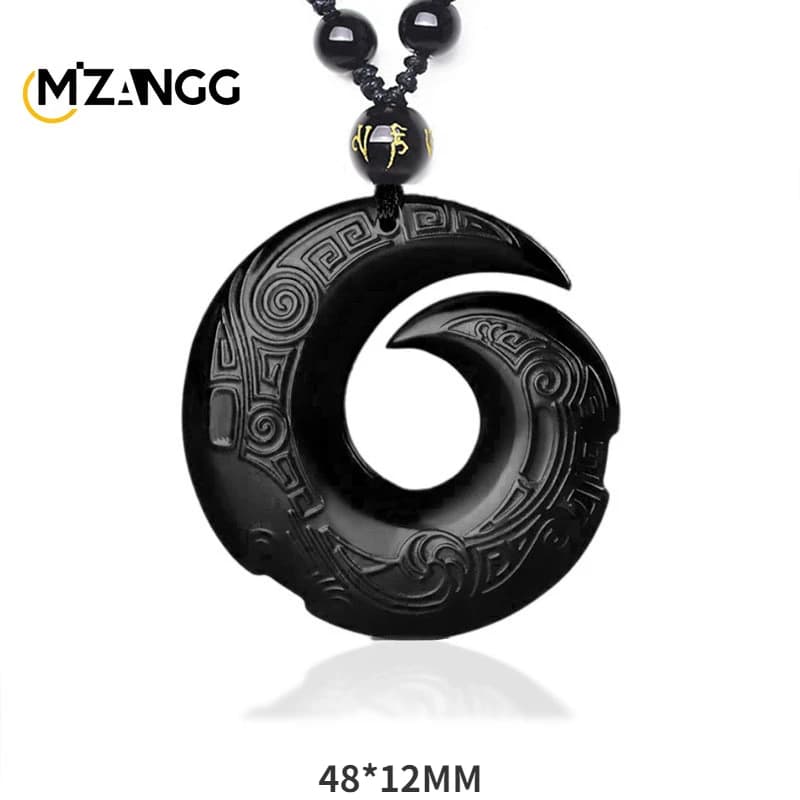 Natural Black Obsidian Lucky Amulet Necklace Pendant Men and Women Holiday Gift Men and Women Necklace