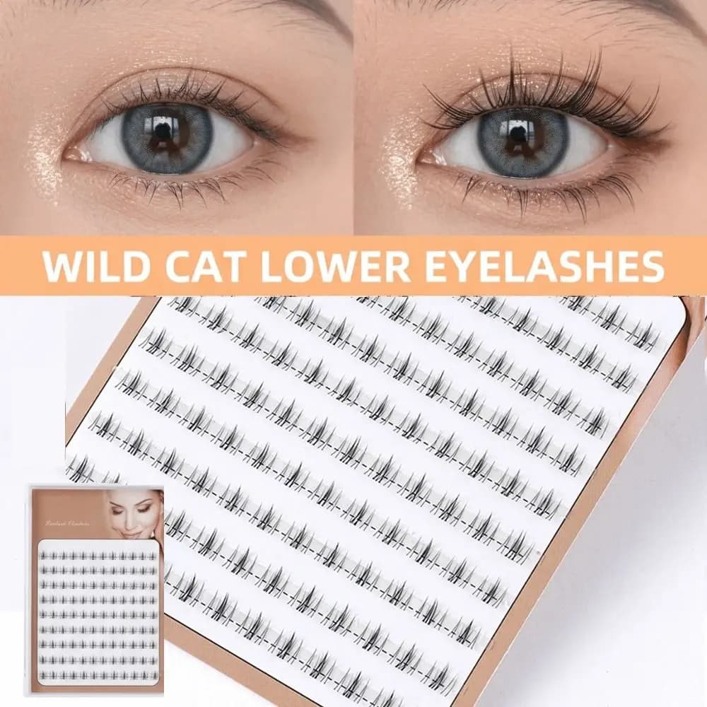 Ciglia Finte Inferiori Nere Autoadesive 6-7MM, Extension Ciglia Fai-da-te Delicate Senza Colla, Trucco Occhi, Ciglia Finte Inferiori per Feste