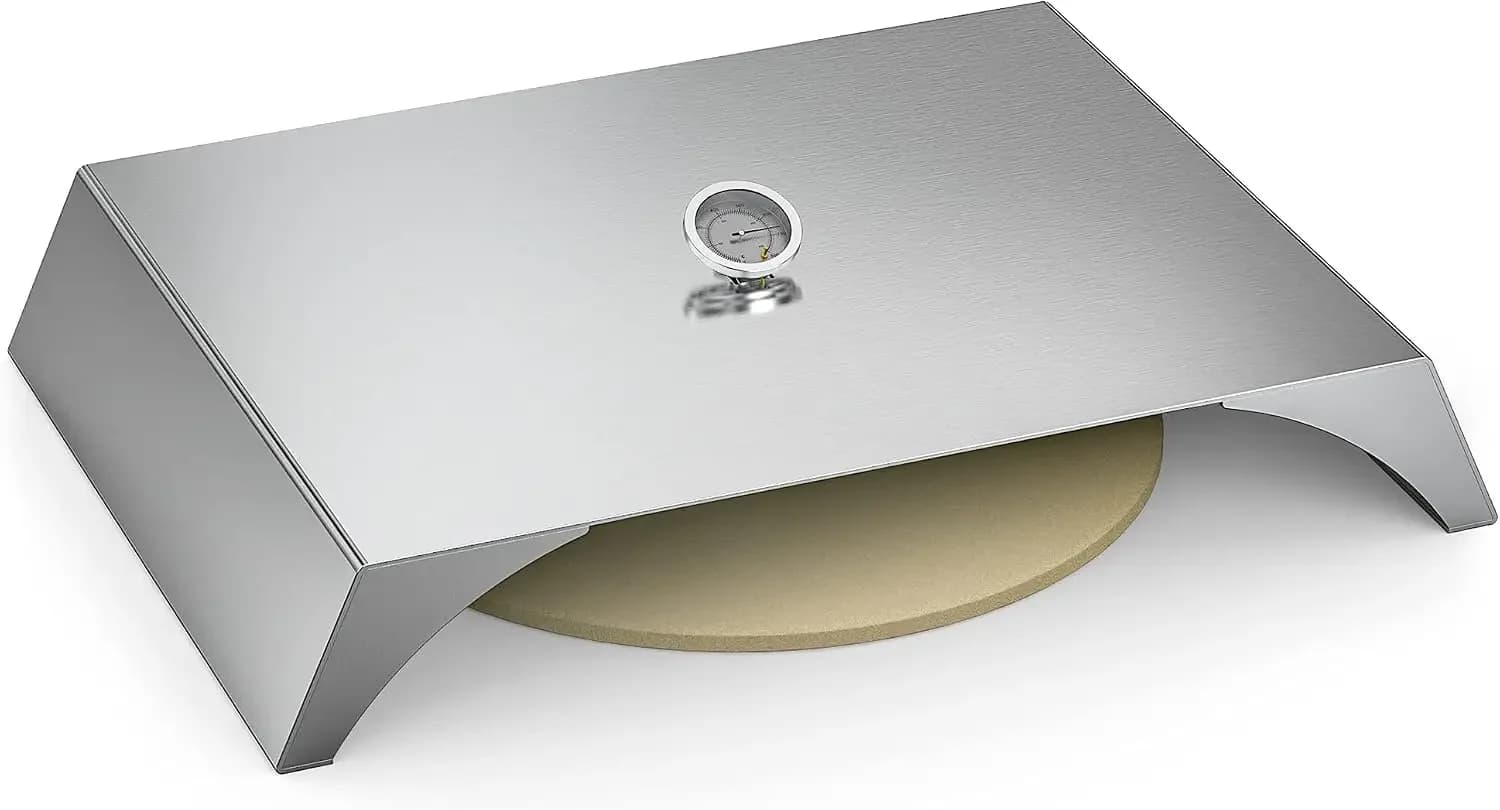 Universal Stainless Steel Pizza Oven Kit with Stone for Most Gas Grills and Pellet Grill Conversion Kit, 22x15 Inches