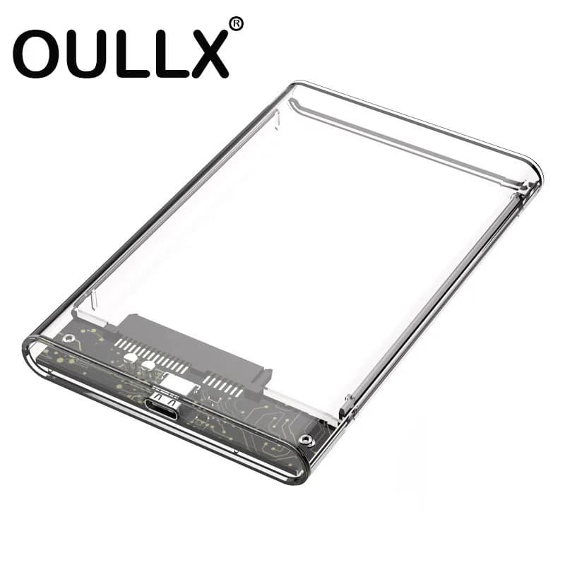 OULLX tipo C USB3.0 custodia HDD da 2.5 pollici custodia per disco rigido adattatore SATA trasparente per scatola disco SSD custodia HDD esterna HD