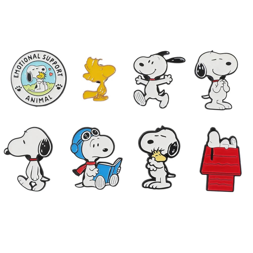 Cartoon Snoopy Enamel Pins Cute Ainme Character White Dogs Brooch Lapel Badge For Backpack Creative Friends Gift