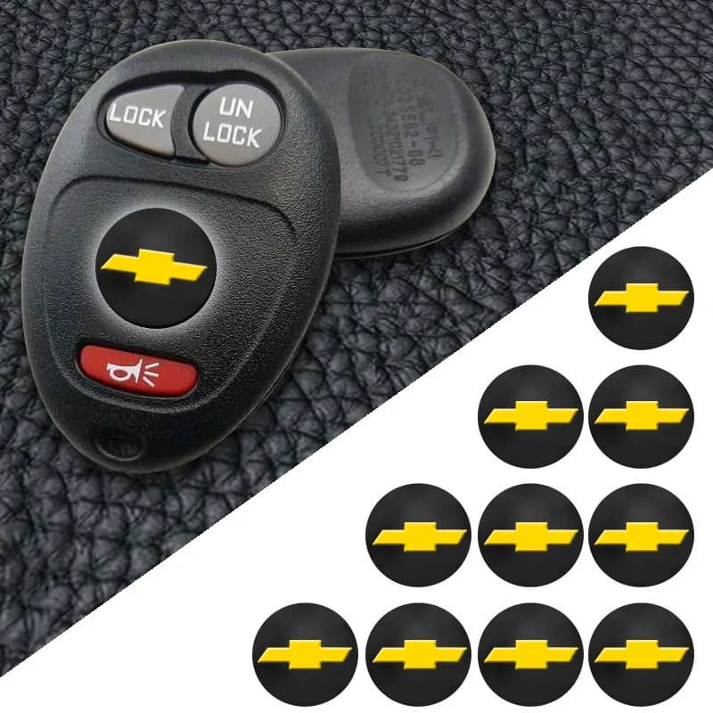 Nuovo 14 millimetri Auto Chiave A Distanza Adesivo In Alluminio Emblema Decorazione Della Decalcomania Misura Per Chevrolet Silverado Impala Malibu Equinox Cruze Camaro