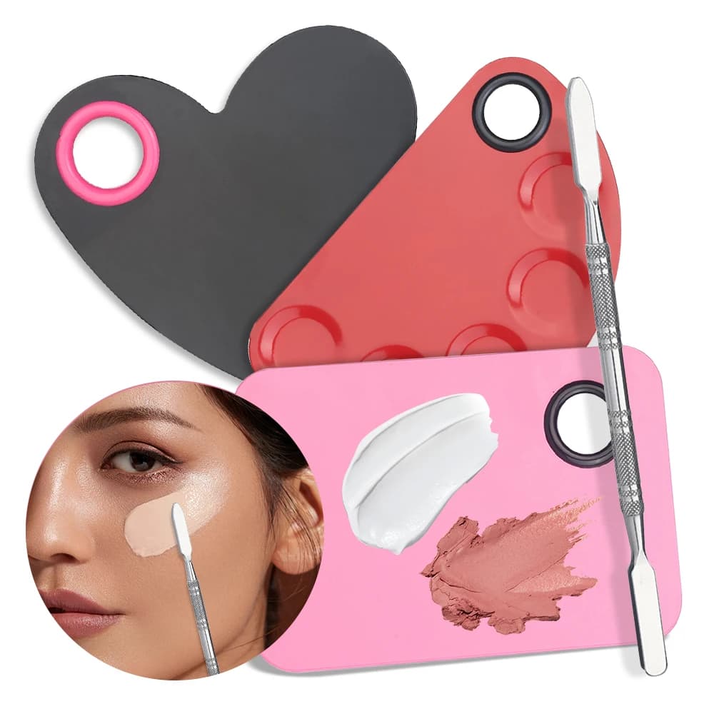 Makeup Mixing Tablet Stainless Steel Makeup Kit Cosmetics Stainless Steel Nail Polish Fondotinta Tablet for Makeup Mixing Brush
