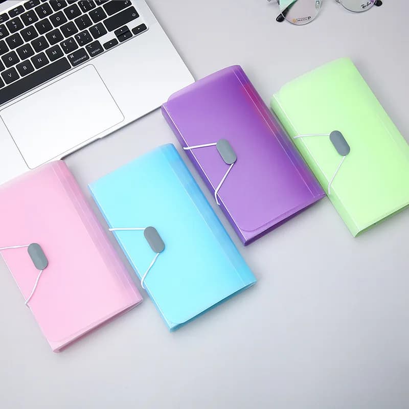 13 Grid Candy Color A6 Mini Organ Bag Office Supply File Storage Ticket Folder Transparent Folder