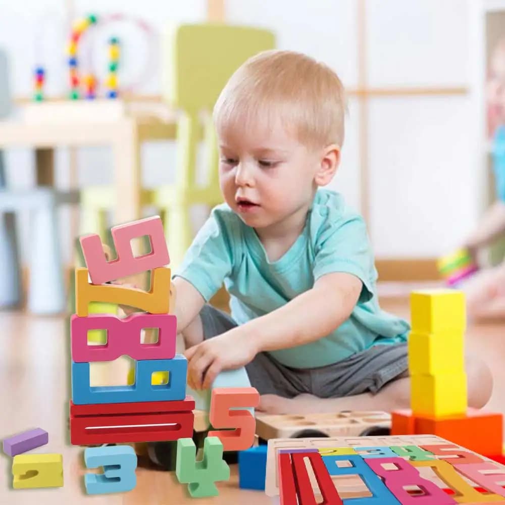 Blocchi di Costruzione Digitali in Legno, Gioco Educativo di Equilibrio, Puzzle 3D, Mattoncini Grandi per Assemblaggio e Impilamento