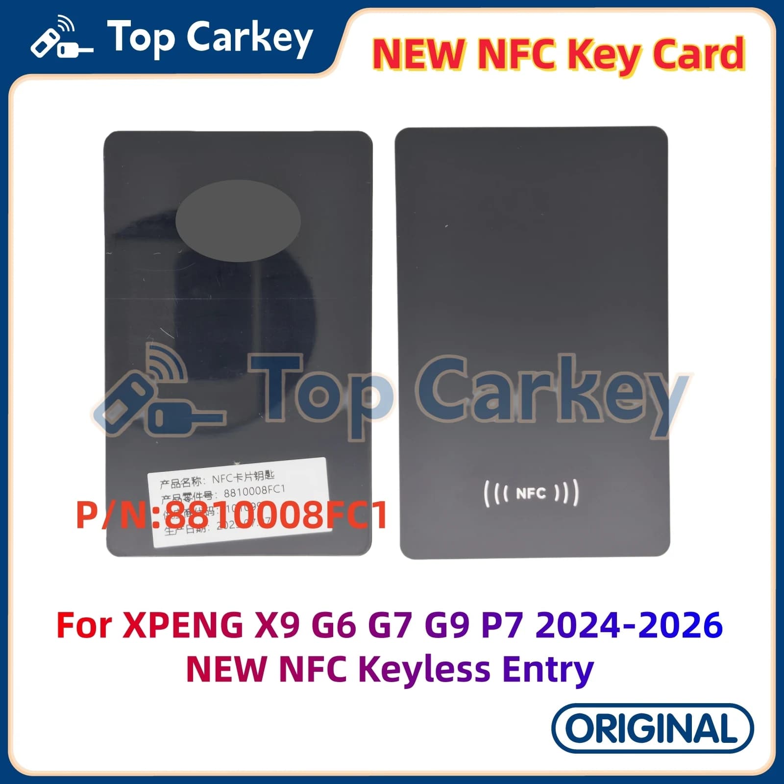 TopCarkey P/N: 8810008FC1 Chiave Digitale NFC Originale per XPENG X9 G6 G7 G9 P7 2024-2026 NUOVO Sistema di Accesso Senza Chiave NFC