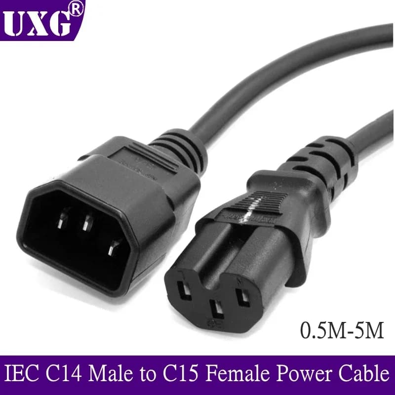 Power extension cable from 250 V 15 A IEC 60320 C14 320 C14 male to C15 female to plug kettle 100 cm 3FT 0.5 m 1.5 m 3 m 5 m