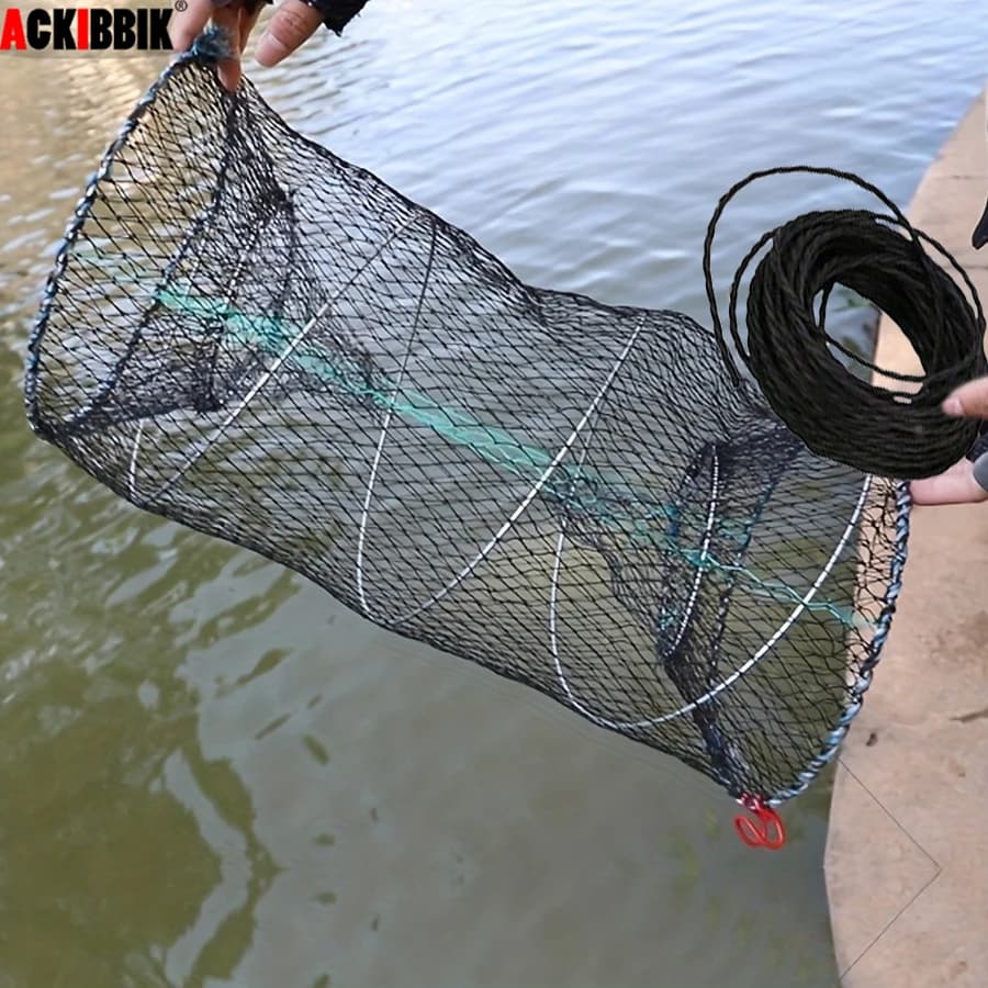 Ackibbik 1pc Rete da pesca Trappola Reti Catcher Trappola Rete da pesca Rete da pesca pieghevole con 10m Corda Granchio Catchers