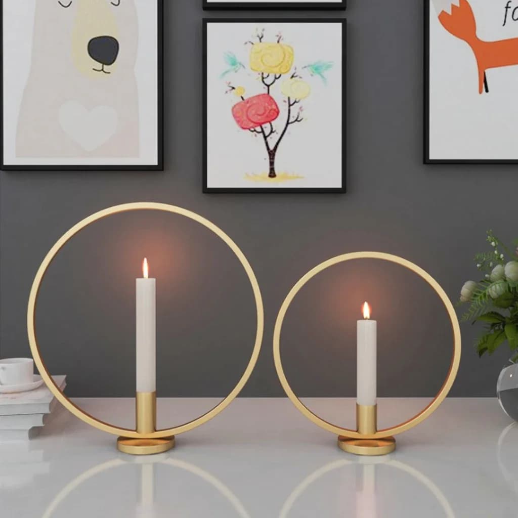 Portacandele in stile nordico a forma di anello in metallo, ferro, artigianato, candeliere, ornamenti da tavolo, decorazioni per la casa, per feste, matrimoni, cene