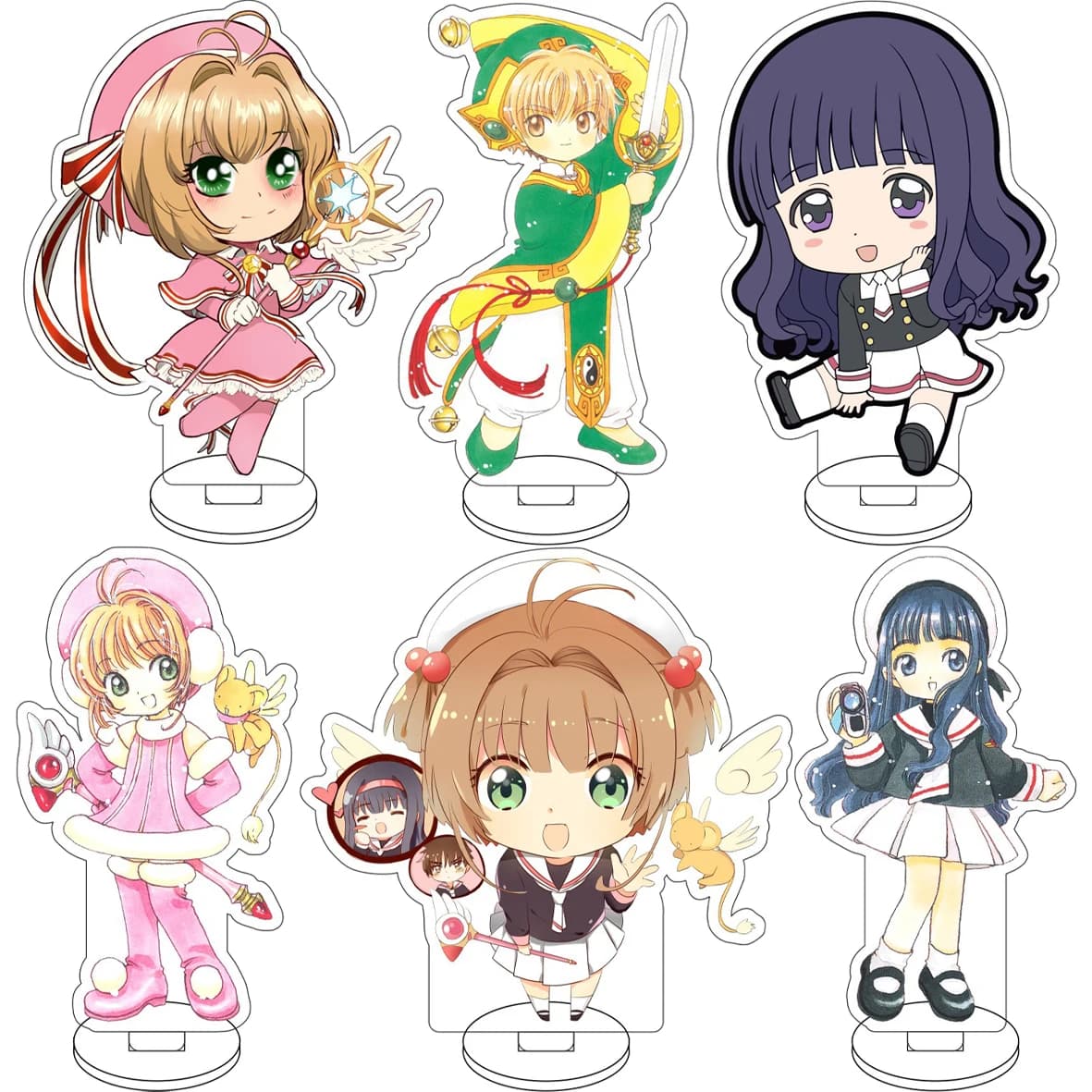 10CM Anime ‌Card Captor Sakura Cos Kinomoto Sakura Li Syaoran Tomoyo Daidoji Yue Figure Acrylic Stand Cute Ornaments Gifts