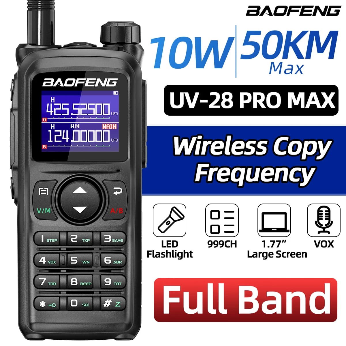 BAOFENG UV-28 PRO MAX Walkie Talkie Multi Band Wireless Copia Frequenza A Lungo Raggio Tipo-C AM FM NOAA 999CH Radio Bidirezionale