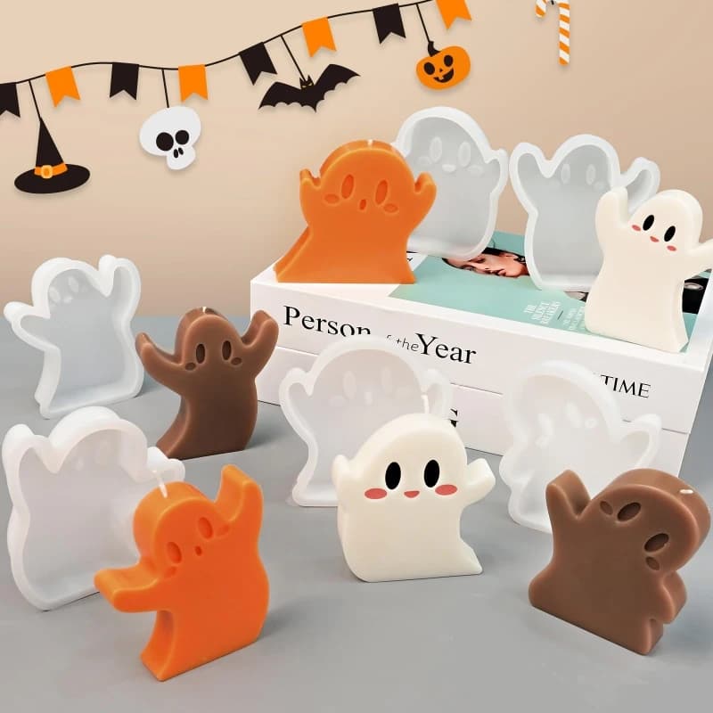 Stampo in Silicone per Candele Serie Halloween, Stampo Fai-da-Te per Creazioni Artigianali a Forma di Fantasma, Stampi per Sapone, Gesso e Resina, Decorazione per Casa e Festival, Regalo Artistico