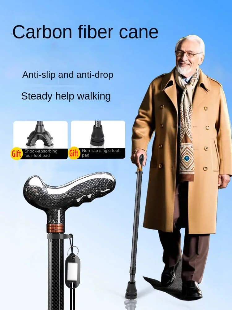Carbon Retractable Walking Stick Trekking Stick with Anti-slip Walking Arm Column Trekking Stick for Seniors