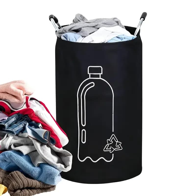 Beverage Bottle Recycling Bag, Aluminum Handle Folding Storage Bag, Household Dirty Clothes Basket, Bathroom Laundry Storage