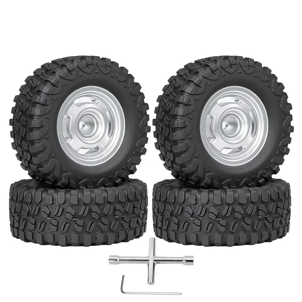 4pcs 65mm 1.3" Metal Beadlock Wheel Tire Set For 1/18 1/24 RC Crawler Car TRX4M SCX24 AX24 FCX24 Upgrade Parts