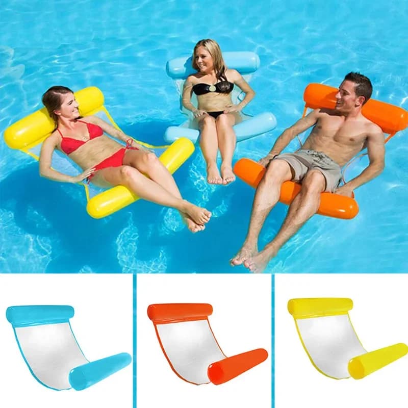 Amaca ad acqua nel materasso ad aria Piscina Lettino da spiaggia Cuscino per dormire galleggiante Sedia da letto con materasso ad aria gonfiabile pieghevole