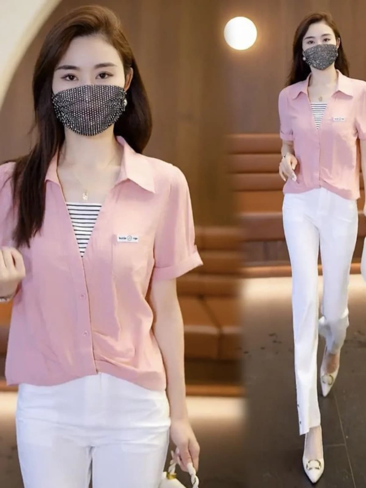 Korean Style Splice Chiffon Shirt Women's Short Sleeve Summer New Meat Conceal Slimming Top Fashionable Youthful T-shirt