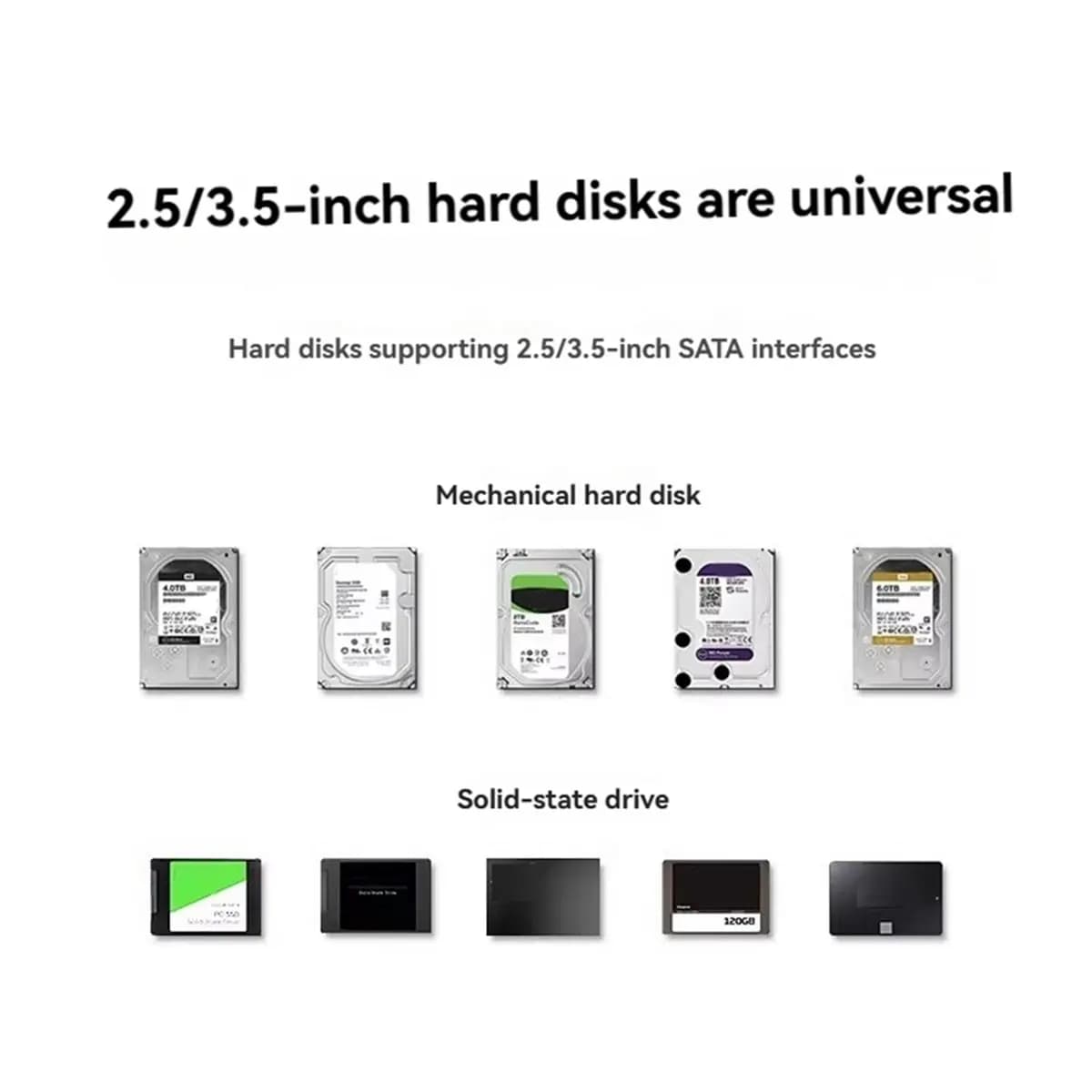 Custodia per disco rigido esterno da 3,5 pollici HDD SSD a USB 3.1 Tipo C Custodia per disco rigido per PC da gioco Computer Lapop SPINA UE