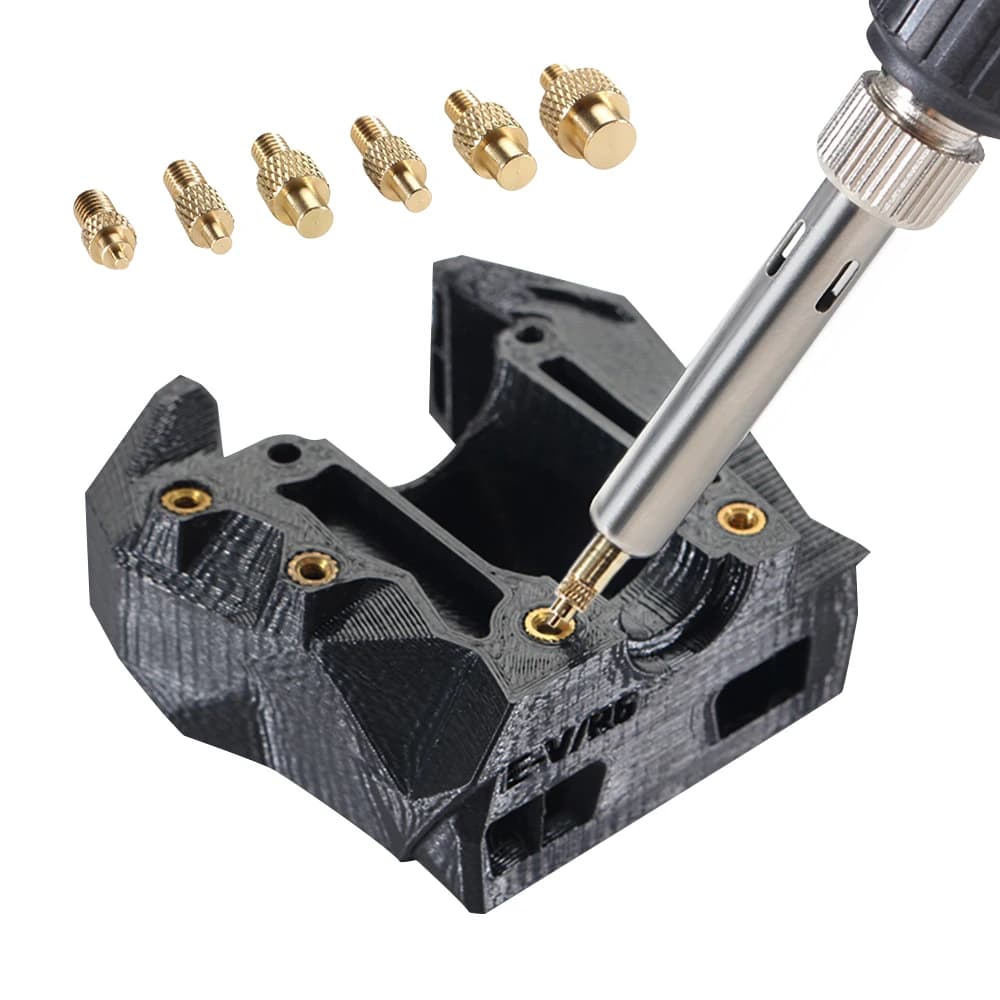 Kit di Inserti Filettati in Ottone M2 M3 M4 M5 M6 M8 per Saldatura a Caldo con Punta in Ferro, Strumento per Inserti Termici per Stampanti 3D in Plastica