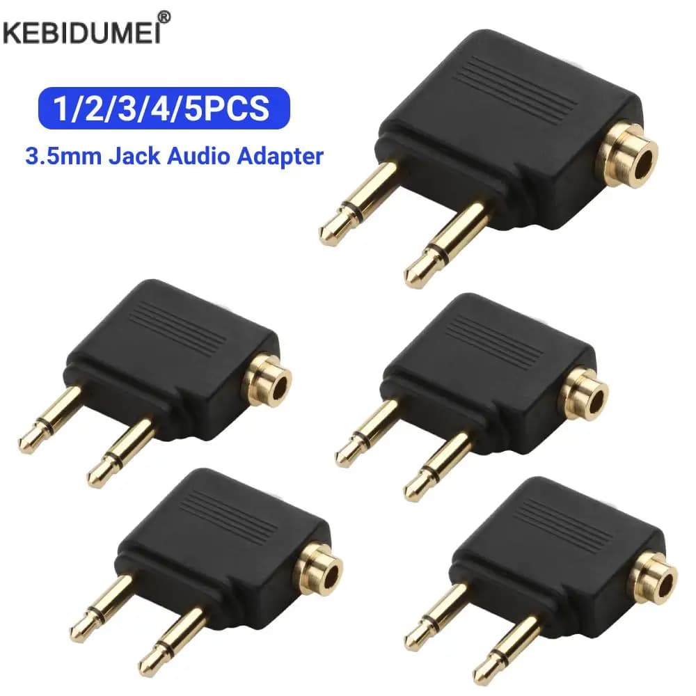 1-5PCS Adattatore audio Spina da 3,5 mm Martinetti Compagnia aerea Auricolare per aereo Adattatore audio per cuffie da viaggio per aereo Auricolare