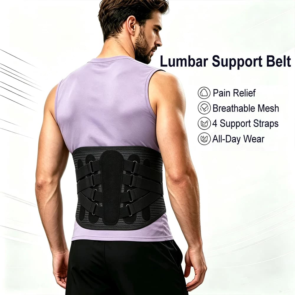 Lumbar Brace Back Support Belt for Sciatica & Herniated Disc Pain Relief Corrects Posture Ideal for Long Hours Sitting