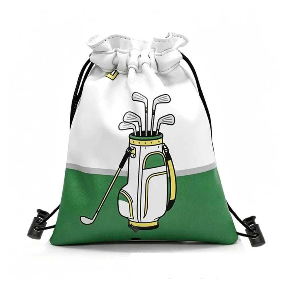 PU Leather Golf Valuables Pouch with Hook Waist Pouch Drawstring Golf Tee Bag Water-resistant Portable Golf Valuables Pouch Bag