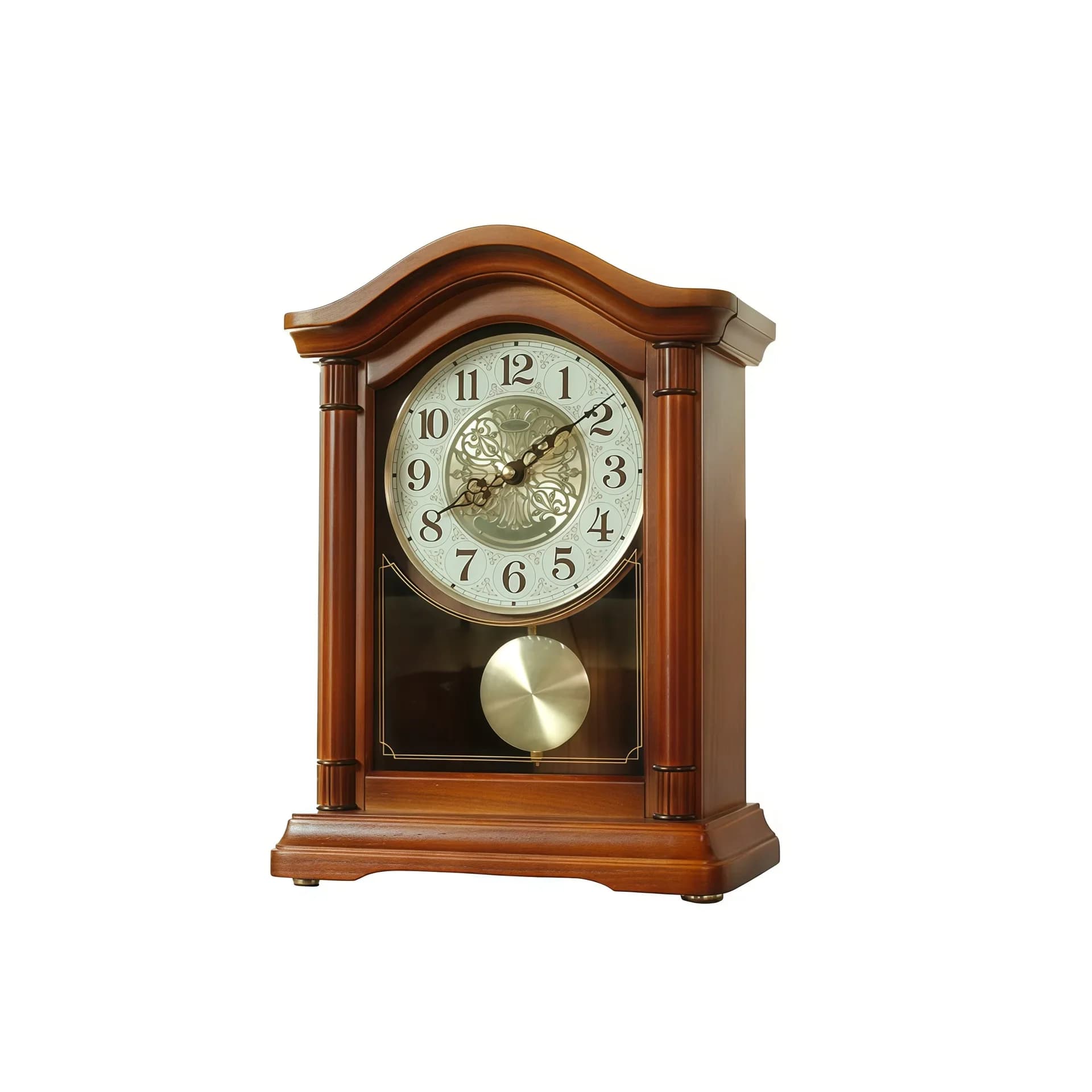European classical living room solid wood silent desk clock household music pendulum clock