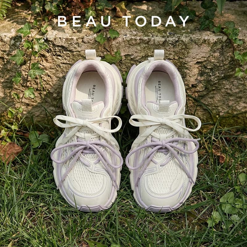 BEAUTODAY Chunky Sneakers Women Flannel Breathable Mesh Design Mixed Color Trainer Ladies Shoes Handmade 29A76