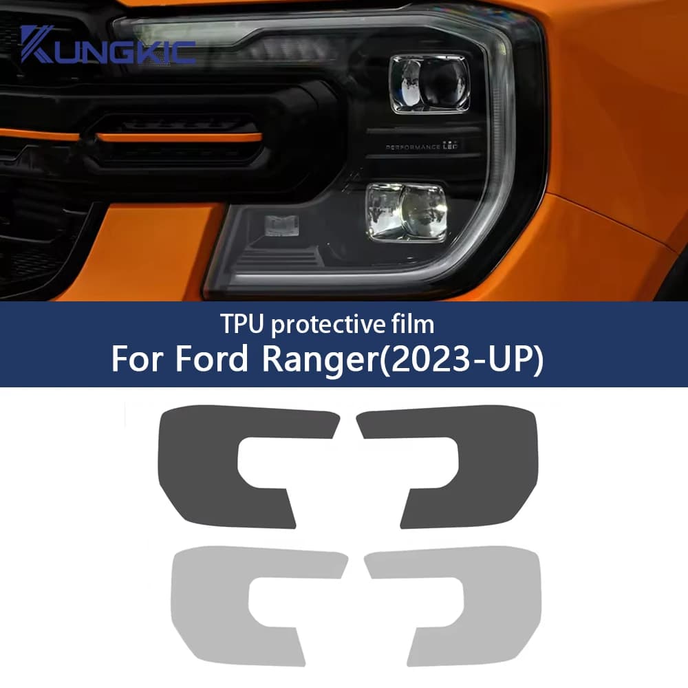 For Ford Ranger T9 2023 2024 2025 2026 TPU Smoke Black Headlight Film Wildtrak Raptor Protective Transparent Sticker Accessories