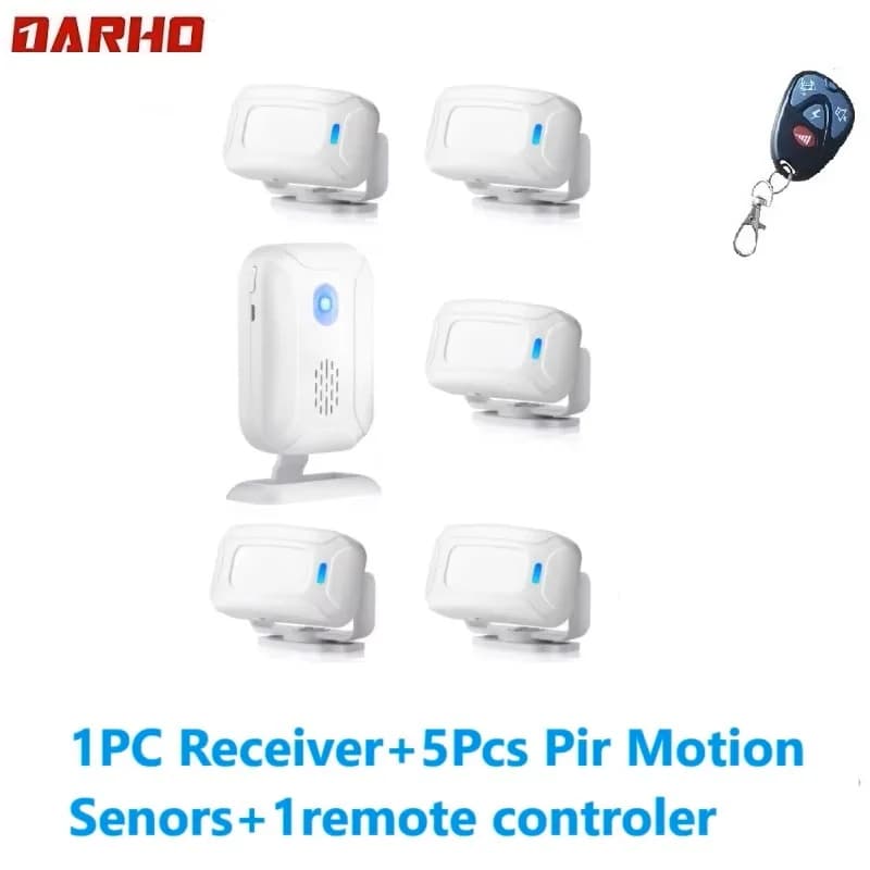 Darho Allarme 36 Ringtongs Sensore di movimento di benvenuto SecurityDoorBell Carillon Wireless Smart Home LED Luce notturna Porta Finestra Negozio