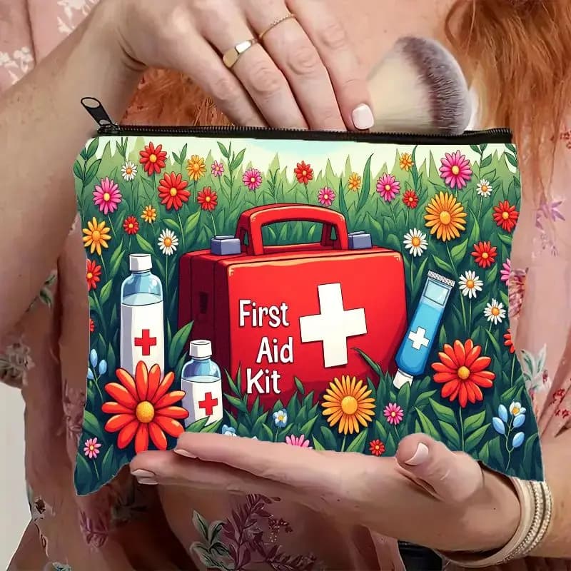 This Illustrated First Aid Kit And Floral Pouch Features. It'S a Foldable Organizer Bag That'S Perfect for Storing Medicine