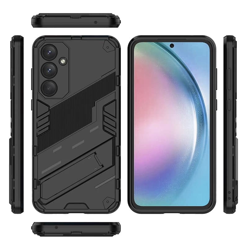 Custodia per telefono antiurto a quattro angoli con staffa per armatura opaca tinta unita per Samsung S24 Ultra S21 S22 S23 Ultra Plus A55 A54 A53 A52