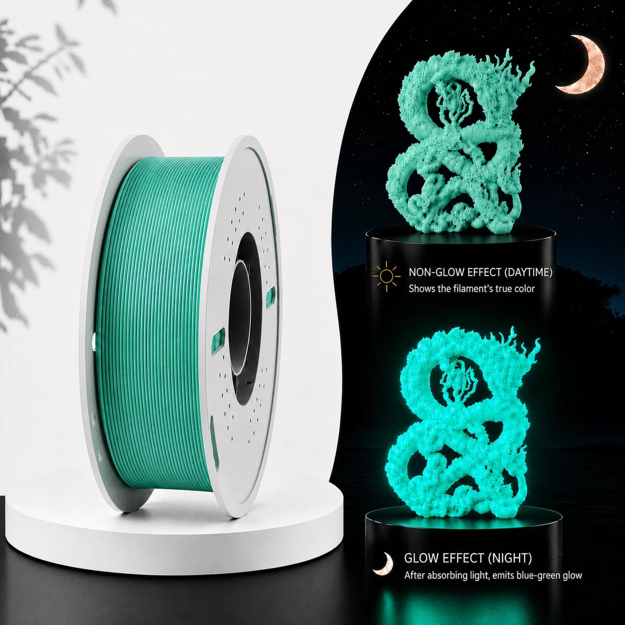 Filadock Glow in the Dark Rainbow Matte PLA+ Filament 1.75mm – High Speed Frosted PLA for FDM 3D Printers