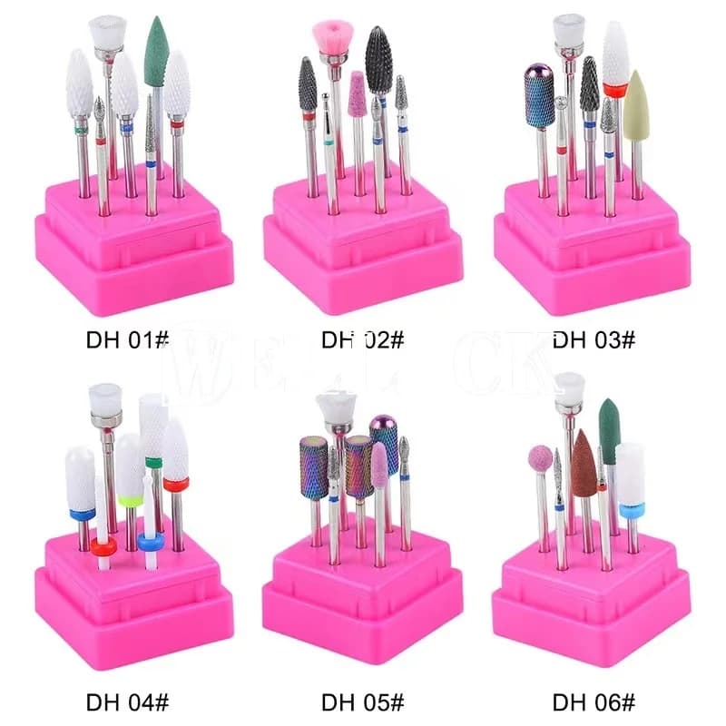 Strumenti di laboratorio dentale 7 pz/set frese Set per manicure punte da trapano per unghie in ceramica rimozione elettrica strumenti di lucidatura del gel