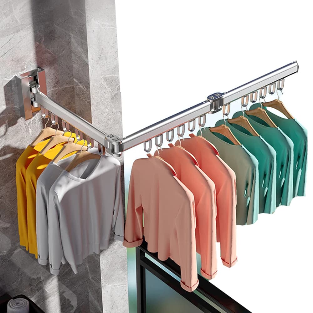 Metal folding coat rack Stendibiancheria for interior and exterior Retractable shelf for domestic use Hanging clothes space saving