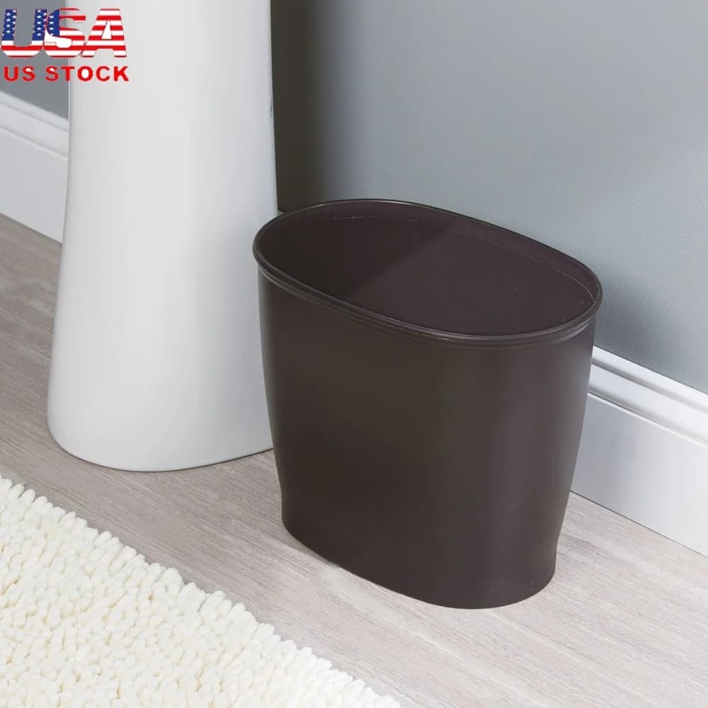 Pattumiera ovale Cestino per rifiuti Bagno Camera da letto Ufficio Plastica resistente Colore bronzo Design elegante Dimensioni compatte