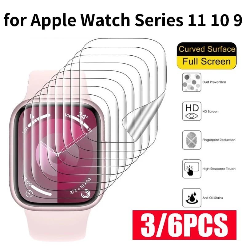 6 Pezzi Pellicola Protettiva per Apple Watch Serie 11 10 9 42mm 46mm, Copertura Morbida per Smartwatch, Pellicola Protettiva per IWatch S11 SE 3