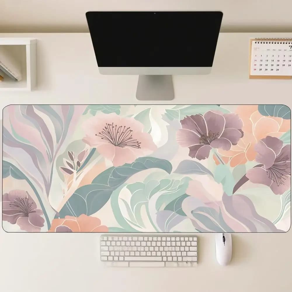 Soft Pastel Boho Floral Peony Art Non‑Slip Rubber Mouse Pad For Precise Mouse Control Gaming Laptop Desktop Home Entertainment