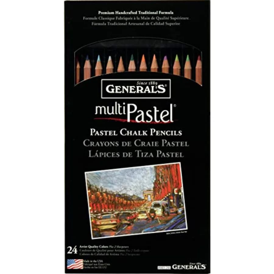 Generals G4401-24A Pastel Chalk Pencil Set of 24 by Generals