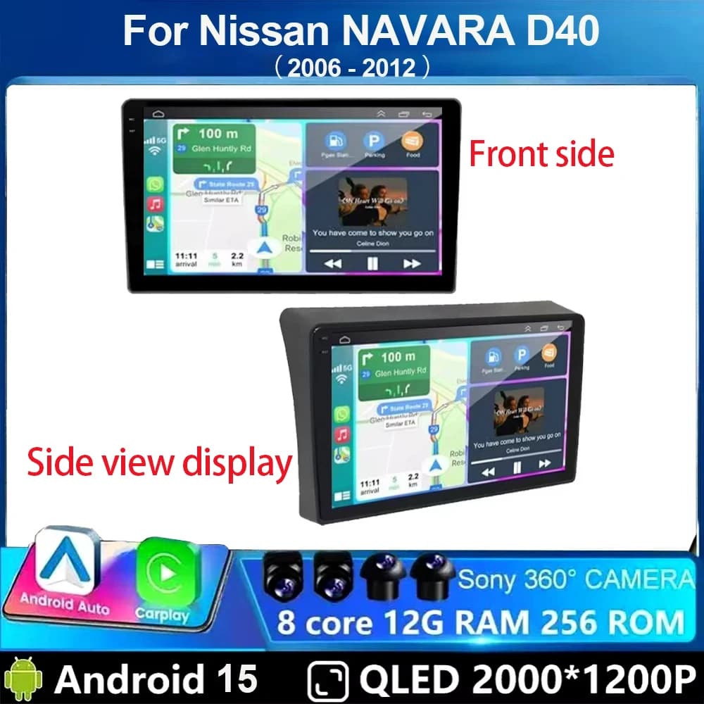 Autoradio Android 15 per Nissan NAVARA D40 2006-2012 con Carplay, Android Auto, QLED, GPS, 2 Din, 4G, WIFI, DSP, RDS, Fan