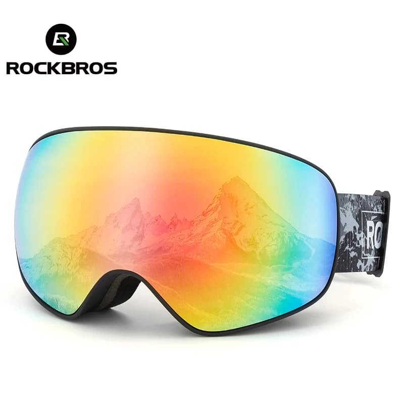 ROCKBROS occhiali da snowboard da sci occhiali da sci antiappannamento per bambini adulti occhiali da sole accessori per sport invernali regolabili antivento