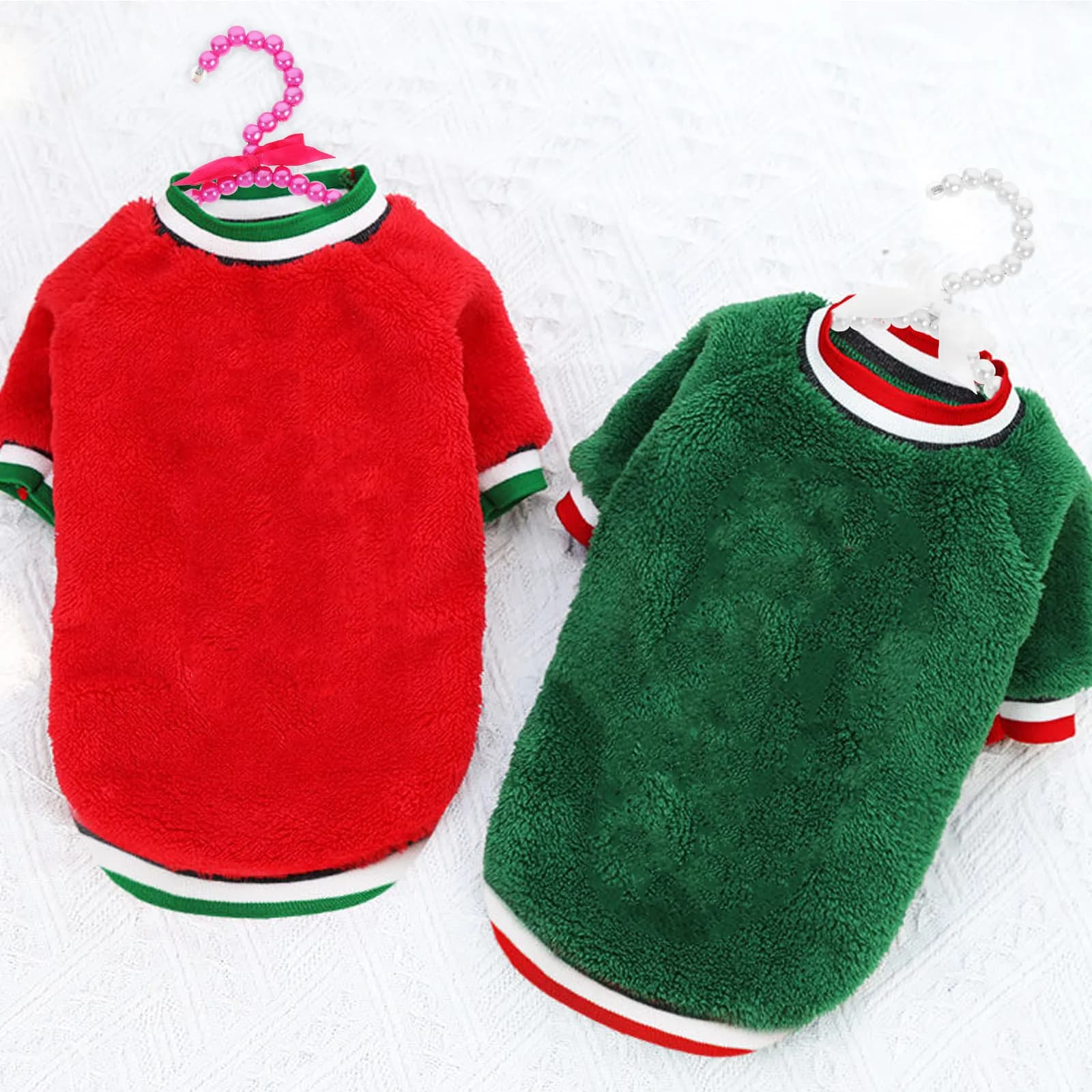 2 Clothes hanger for domestic animals with pearls and bow, Portable, for puppies, Domestic use, dormitory, Balcony