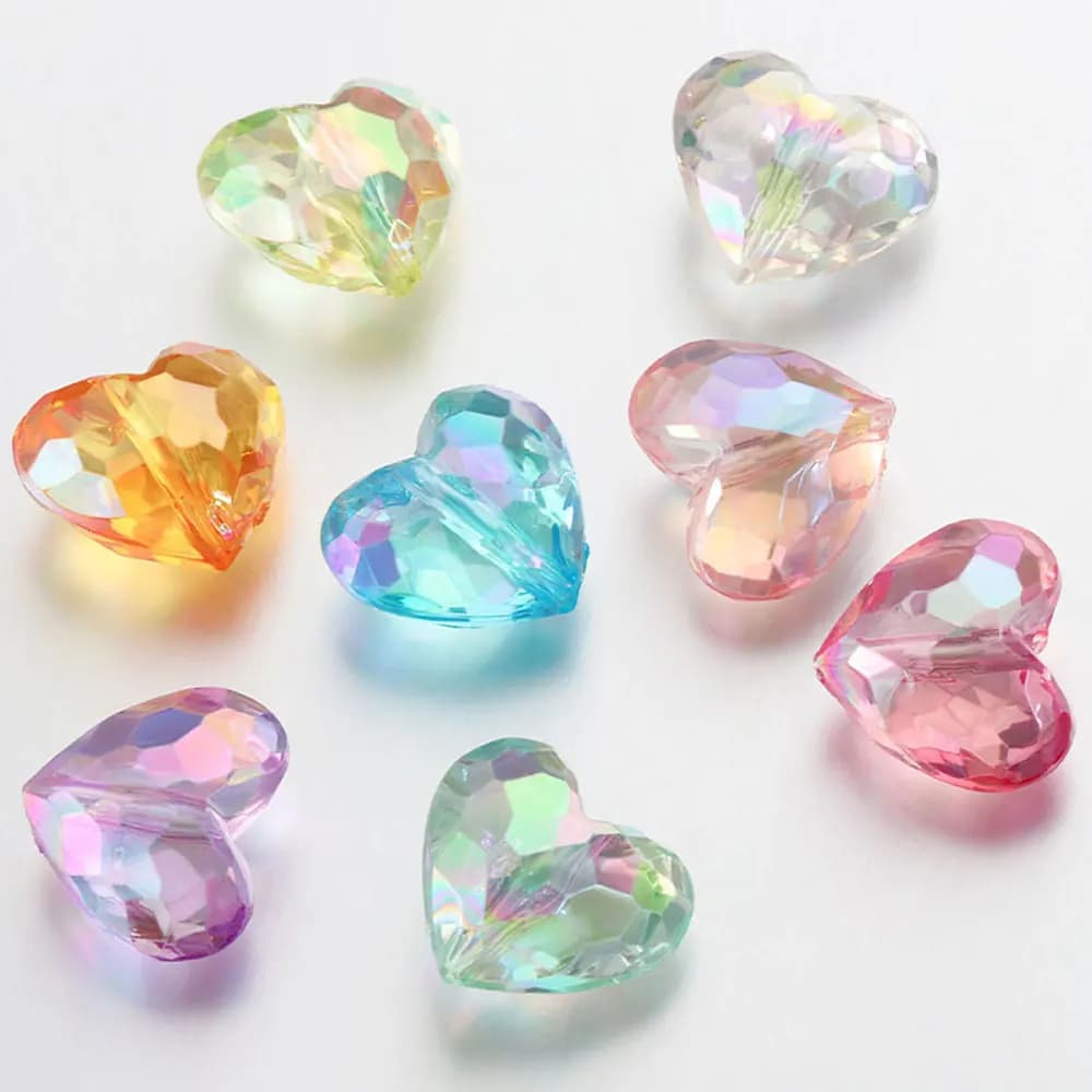 20pcs Acrylic Heart Beads Transparent Loose Spacer Beads for DIY Jewelry Making Pendants Neaklace Bracelet Needlework 2030