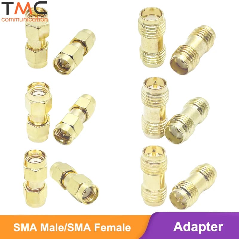 Adattatore Dritto in Ottone Placcato Oro SMA Maschio a Maschio, Connettore Coassiale RF RP-SMA Femmina a Femmina per Antenna WiFi FPV