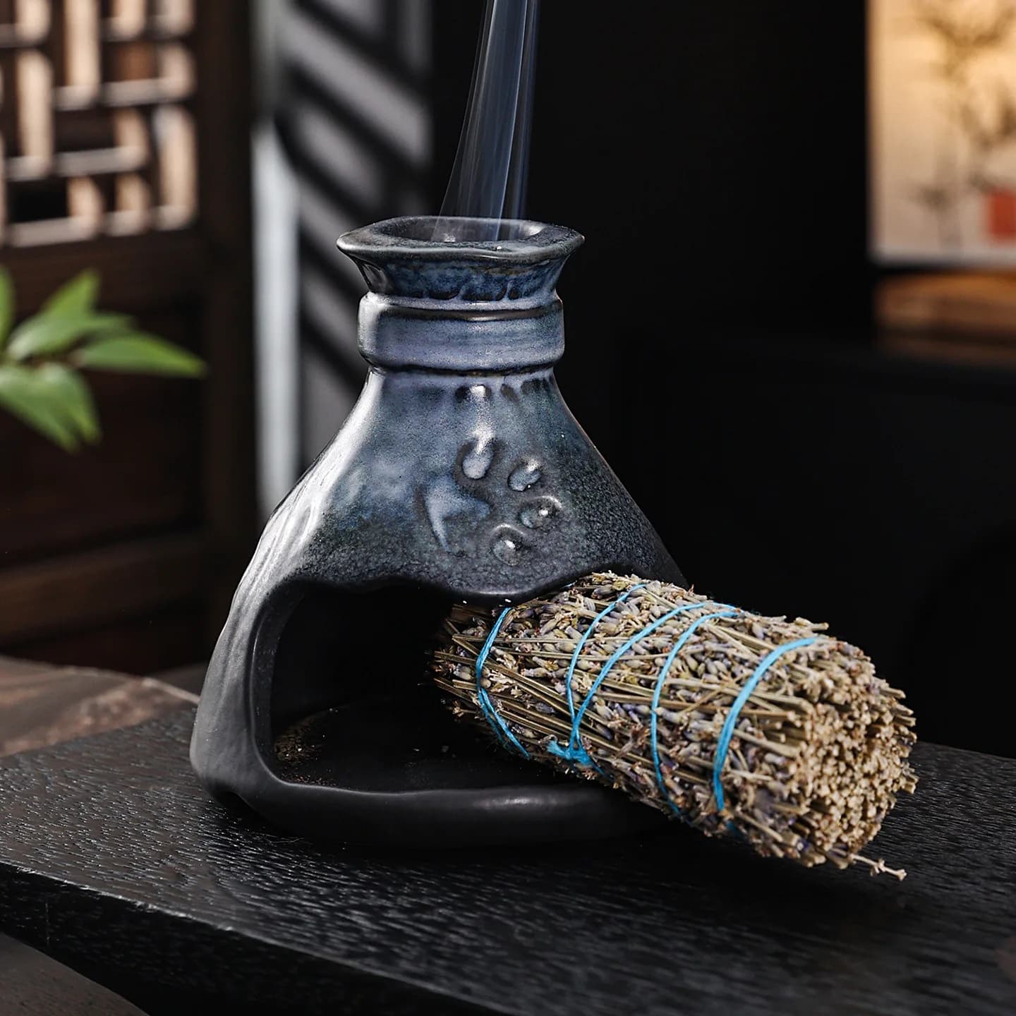Ceramic Incense Burner Home Decor Smudge Stick Holder Fragrance Ornament for Cedar Lavender Indoor Desktop Tabletop Decor Gift