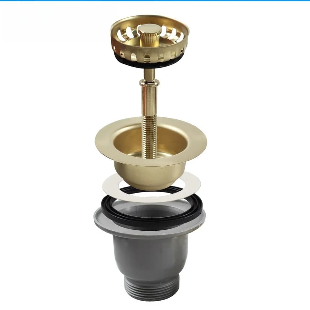 Stainless Steel Kitchen Sink Basket Strainer Waste Kit 85mm Sink Dish Drainer Strainer Drain Kit Drainage Waste Kit Filter Gold
