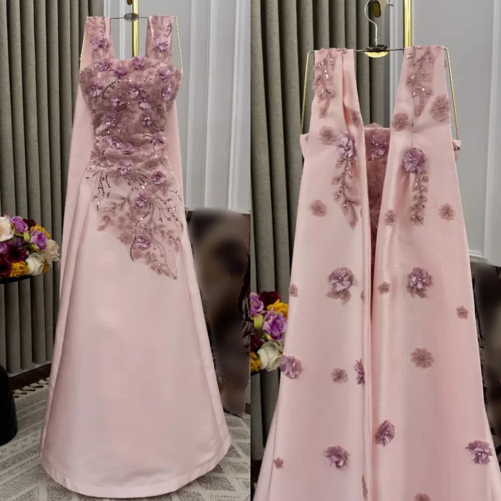Abiti lunghi a trapezio con scollo quadrato con paillettes applicati personalizzati Occasioni su misura Serata formale di moda squisita