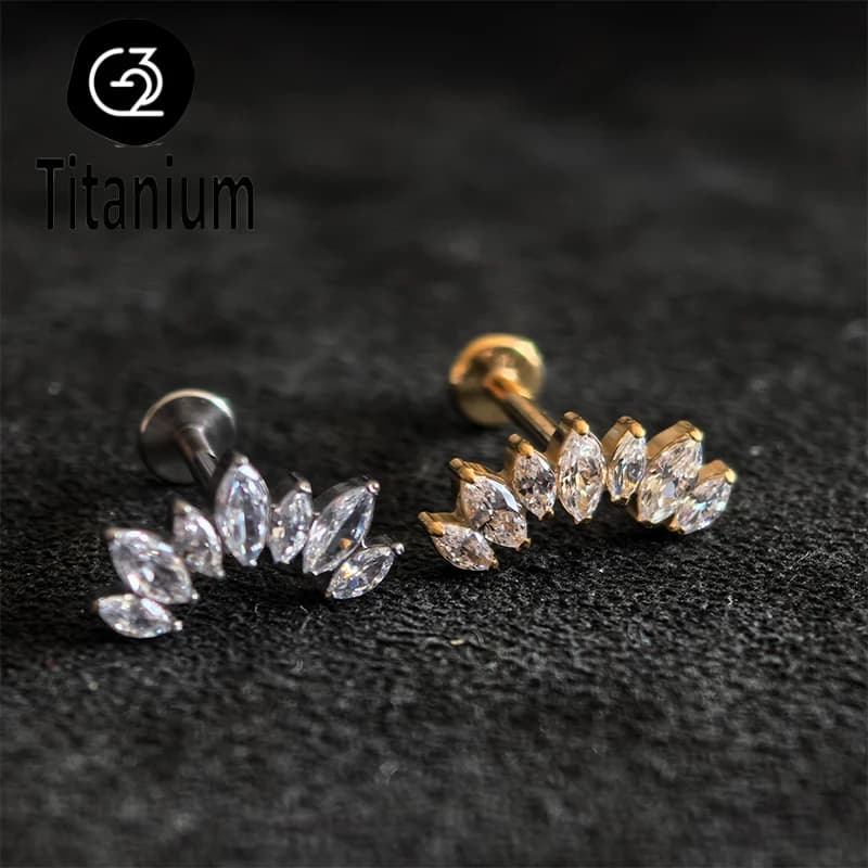 ASTM F136 G23 Titanio Penetrante 16G Filettatura Interna Labret Orecchino Dell'orecchio Cartilagine Elica Lobo Stud Penetranti Gioielli Per Il Corpo Anelli per Labbro