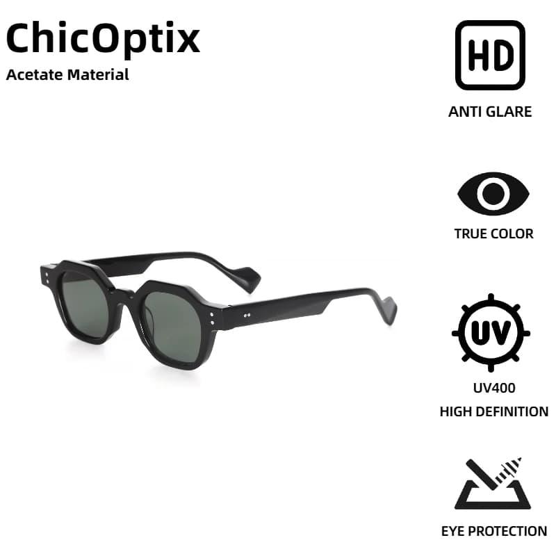 ChicOptix Classic Vintage Luxury Brand Designer Occhiali da sole da donna Occhiali da sole vintage fatti a mano da uomo in acetato Lenti in nylon UV400